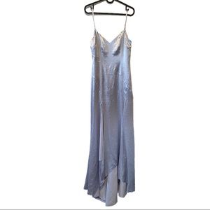 Cinq a Sept satin high slit sling v-neck